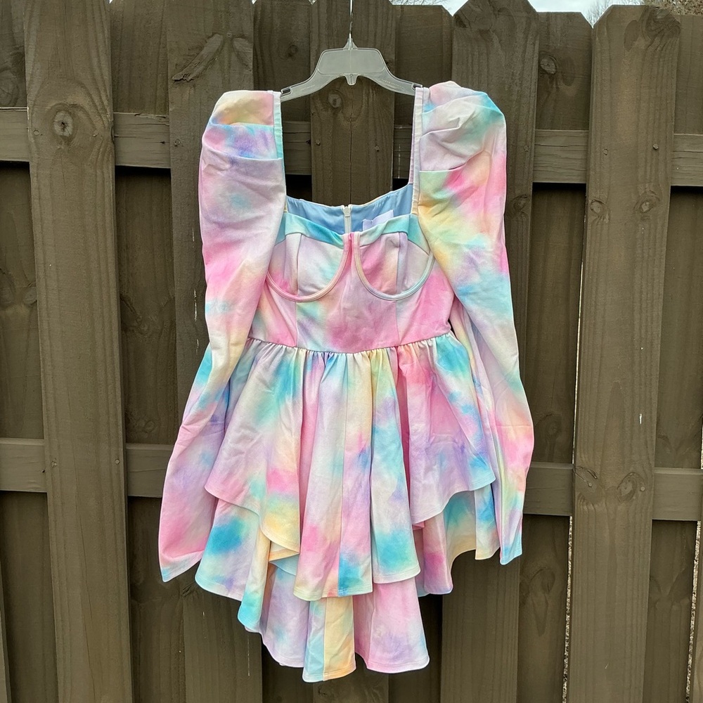 NWT Selkie Long Sleeve Tie Dye Boleyn Short Dress Size Large